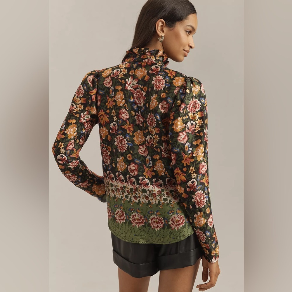 MILLIE Jolie Secret Garden Floral Ruffle Blouse M Tuckernuck Poetcore Academia - Picture 4 of 13